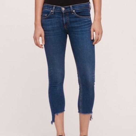 Rag & Bone Hampton Mid Rise Cropped Raw Hem Jeans Sz 28 - Picture 1 of 8